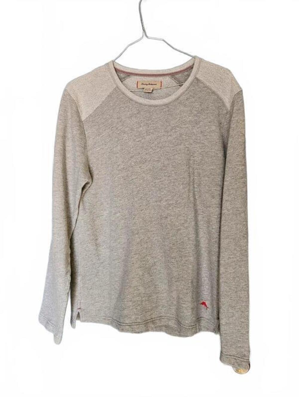 Tommy Bahama Gray Terry Knit Sweatshirt Top XL Coastal Casual Lounge Pullover